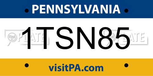 1TSN85 Pennsylvania License Plate