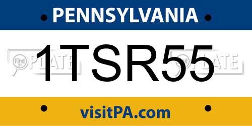 1TSR55 Pennsylvania License Plate