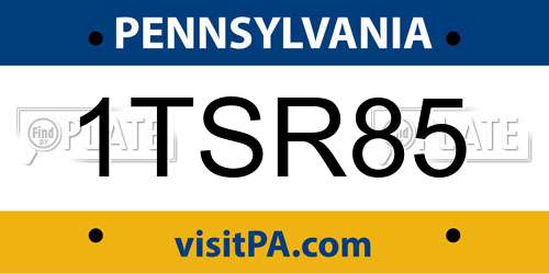 1TSR85 Pennsylvania License Plate