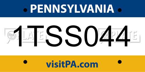 1TSS044 Pennsylvania License Plate
