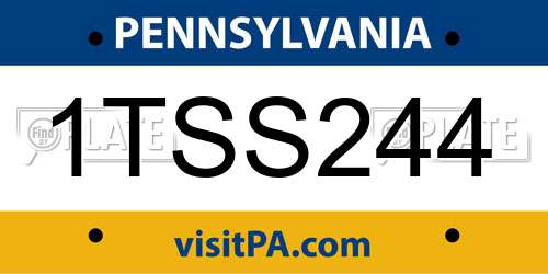 1TSS244 Pennsylvania License Plate