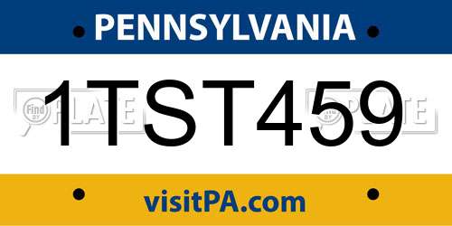1TST459 Pennsylvania License Plate