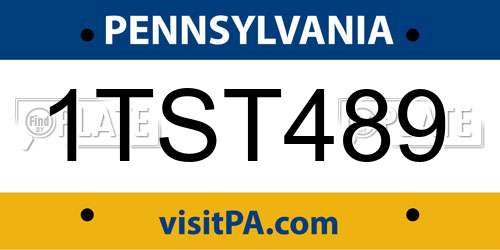 1TST489 Pennsylvania License Plate
