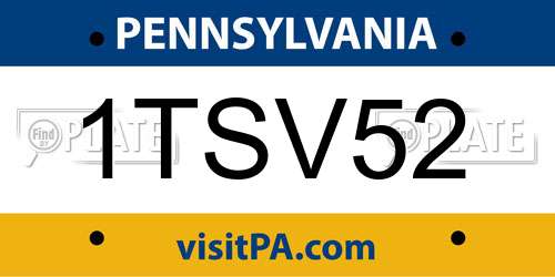1TSV52 Pennsylvania License Plate
