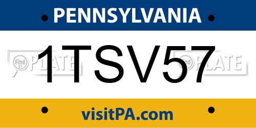 1TSV57 Pennsylvania License Plate