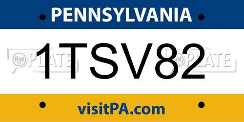 1TSV82 Pennsylvania License Plate