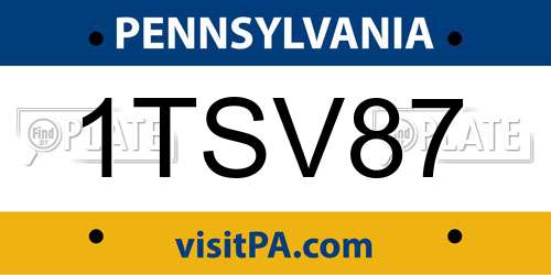 1TSV87 Pennsylvania License Plate