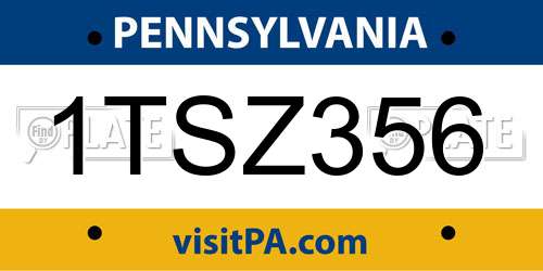 1TSZ356 Pennsylvania License Plate