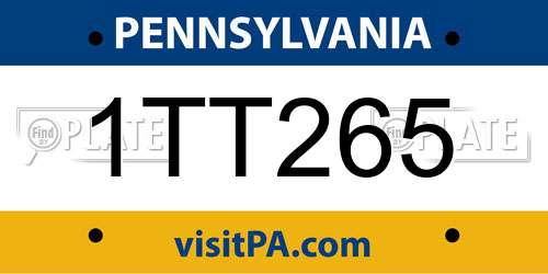 1TT265 Pennsylvania License Plate