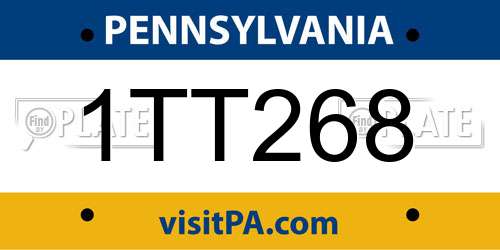 1TT268 Pennsylvania License Plate