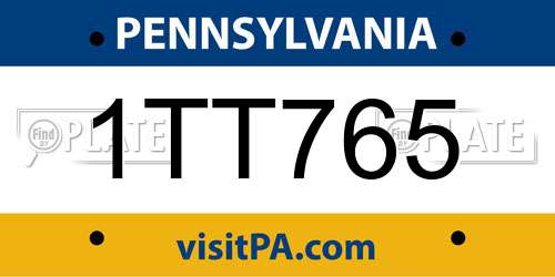 1TT765 Pennsylvania License Plate