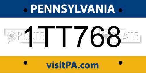 1TT768 Pennsylvania License Plate