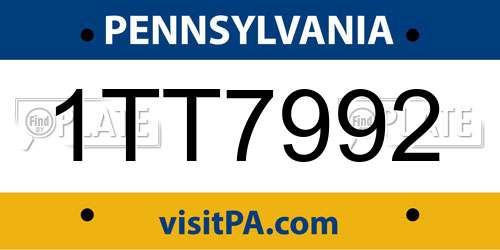 1TT7992 Pennsylvania License Plate