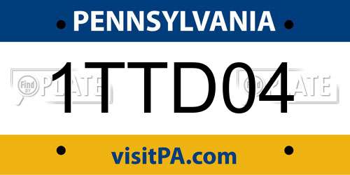 1TTD04 Pennsylvania License Plate
