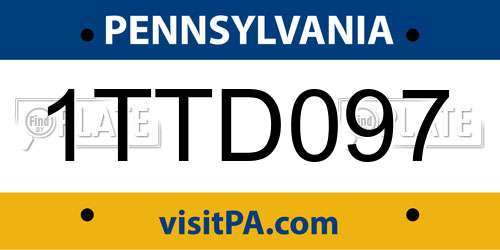 1TTD097 Pennsylvania License Plate