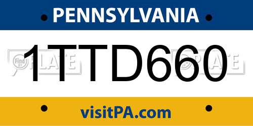 1TTD660 Pennsylvania License Plate