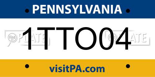 1TTO04 Pennsylvania License Plate