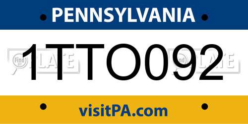 1TTO092 Pennsylvania License Plate
