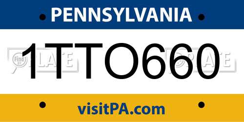 1TTO660 Pennsylvania License Plate