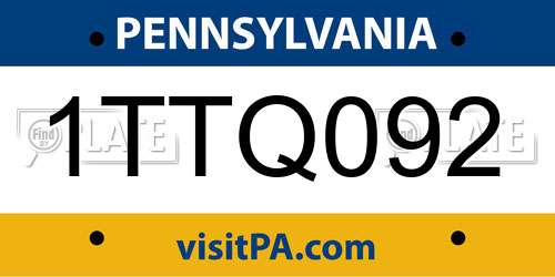 1TTQ092 Pennsylvania License Plate