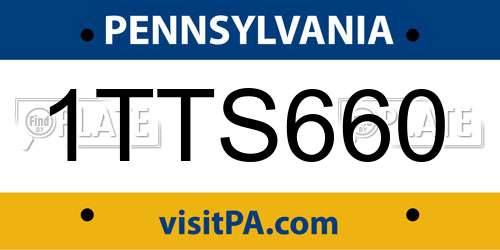1TTS660 Pennsylvania License Plate