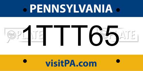 1TTT65 Pennsylvania License Plate