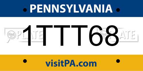 1TTT68 Pennsylvania License Plate