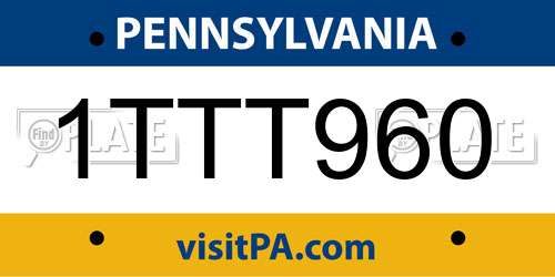 1TTT960 Pennsylvania License Plate