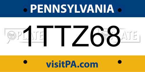 1TTZ68 Pennsylvania License Plate