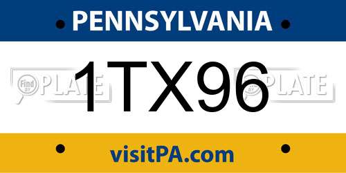 1TX96 Pennsylvania License Plate