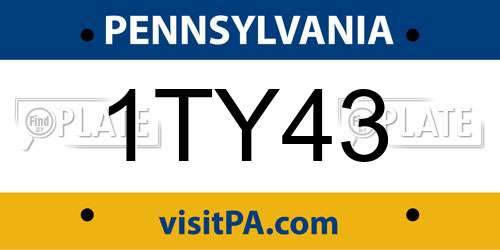 1TY43 Pennsylvania License Plate