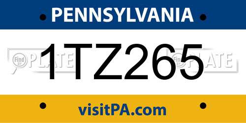 1TZ265 Pennsylvania License Plate