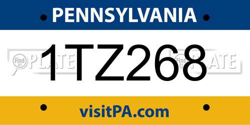 1TZ268 Pennsylvania License Plate