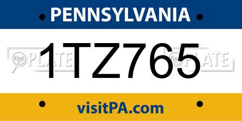 1TZ765 Pennsylvania License Plate