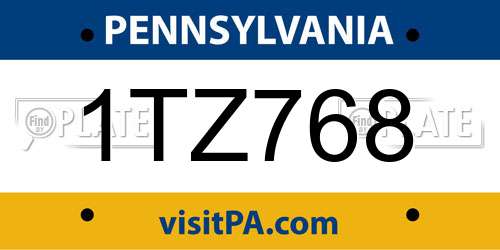 1TZ768 Pennsylvania License Plate