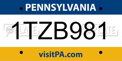 1TZB981 Pennsylvania License Plate