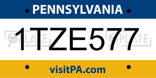 1TZE577 Pennsylvania License Plate