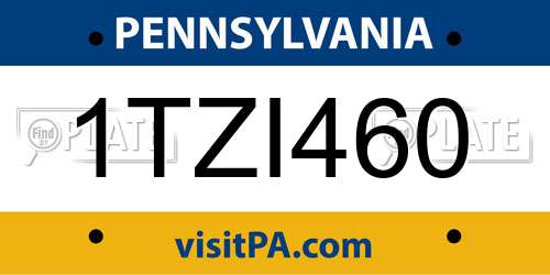 1TZI460 Pennsylvania License Plate