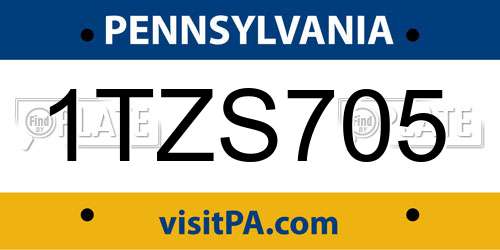 1TZS705 Pennsylvania License Plate