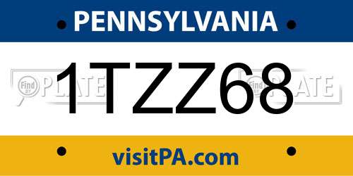 1TZZ68 Pennsylvania License Plate