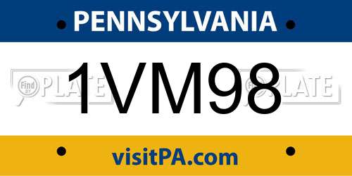 1VM98 Pennsylvania License Plate