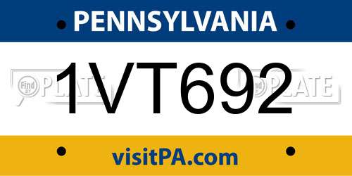 1VT692 Pennsylvania License Plate