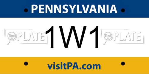 1W1 Pennsylvania License Plate