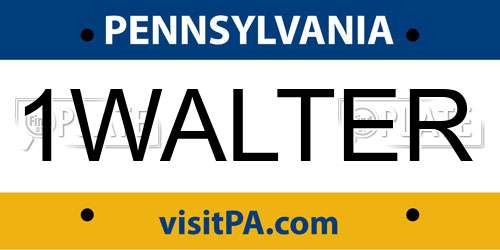 1WALTER Pennsylvania License Plate