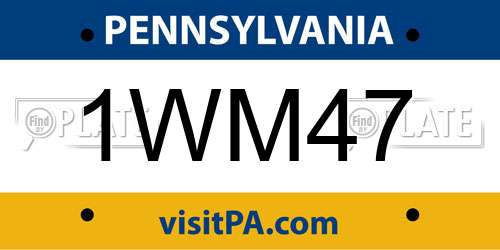 1WM47 Pennsylvania License Plate