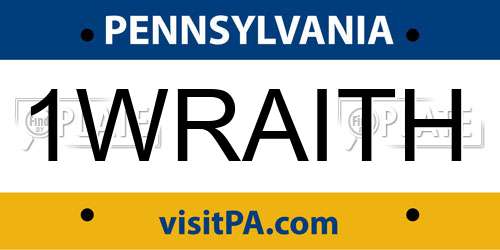 1WRAITH Pennsylvania License Plate