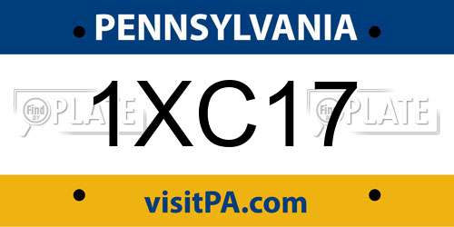 1XC17 Pennsylvania License Plate