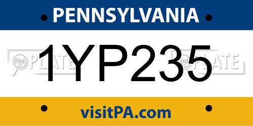 1YP235 Pennsylvania License Plate