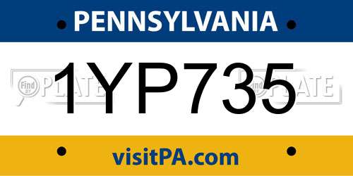 1YP735 Pennsylvania License Plate