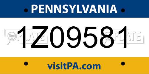 1Z09581 Pennsylvania License Plate